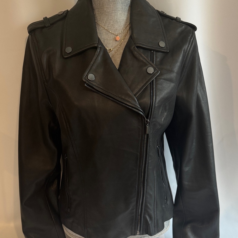 BADGLEY MISCHKA Women's Black Leather Jacket